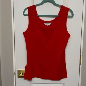 Double Scoop Neck Knit Tank Top, Red